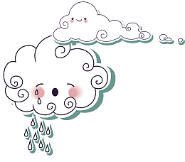 阴转小雨卡通风格天气预报图标图