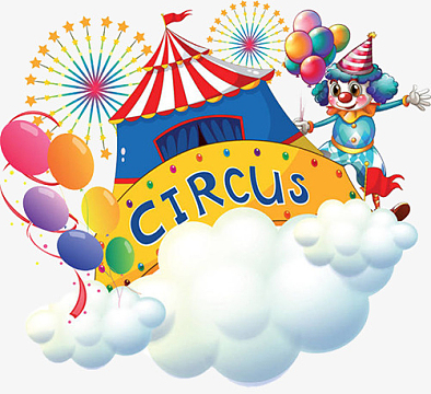 手绘云朵上的马戏团免扣