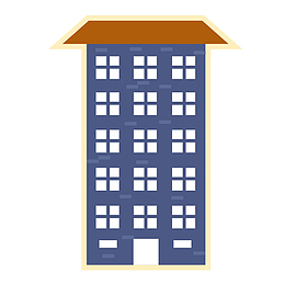 矢量手绘卡通城市住宅楼插画