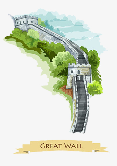 国画美丽好看长城免抠素材免费下载_觅元素51yuansu.com