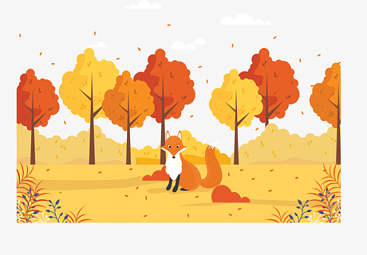 美丽秋天落叶狐狸