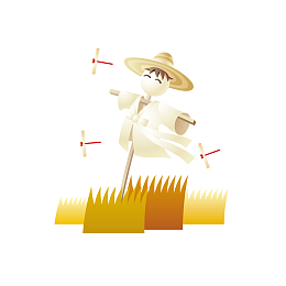 耕地收获稻草人守护素材图案