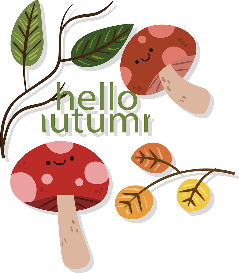 卡通红色秋天蘑菇