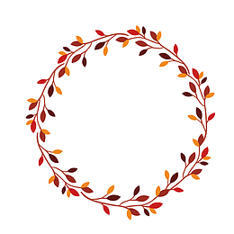 素材卡通装饰图案秋天叶子花环P