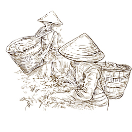 人物秋收装饰素材图案