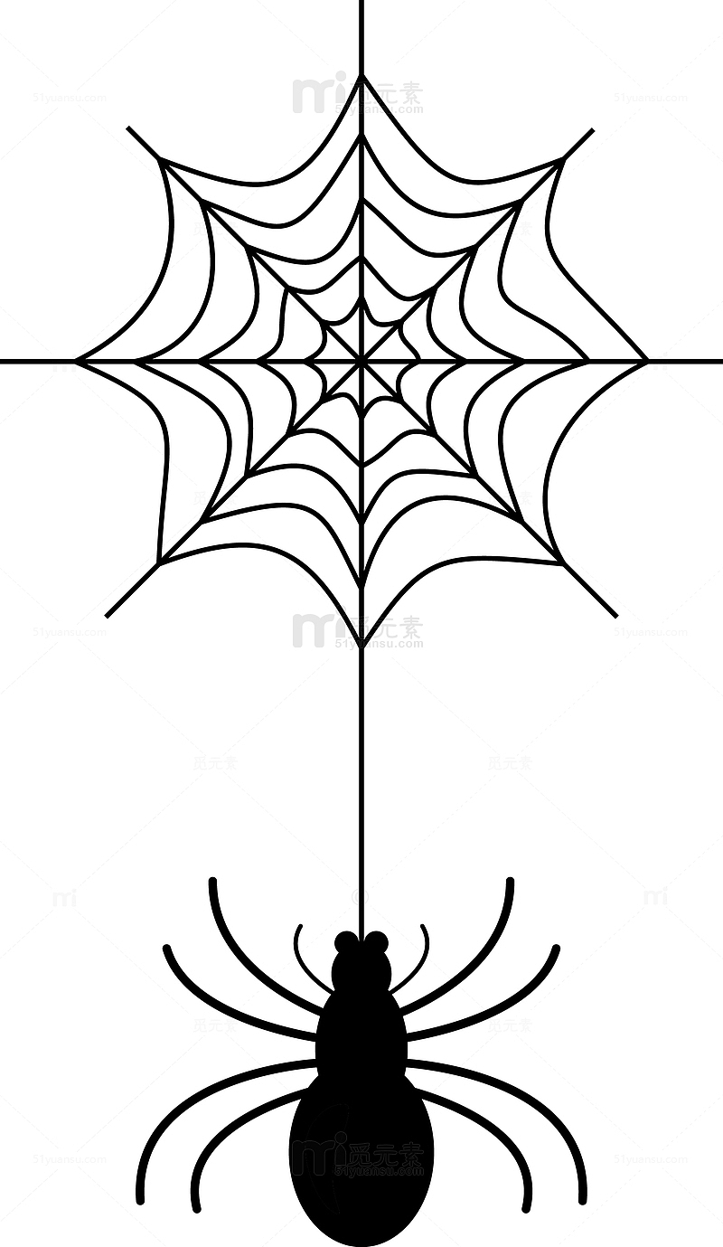 卡通手绘蜘蛛网和小蜘蛛