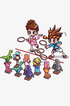 玩转庙会  彩色  卡通 套圈圈