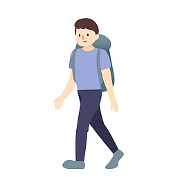 一个徒步中的男游客