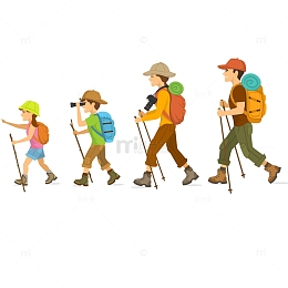家庭户外旅游插画