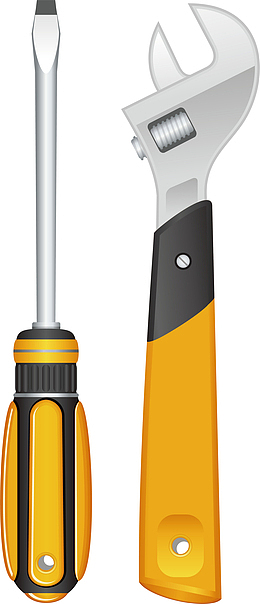 家庭生活工具扳手螺丝刀素材矢量