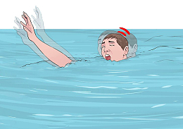 卡通海边旅游溺水