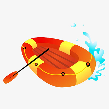 卡通手绘橙色皮划艇