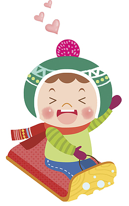 卡通滑雪的孩子PNG