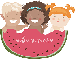 矢量图吃西瓜的孩子