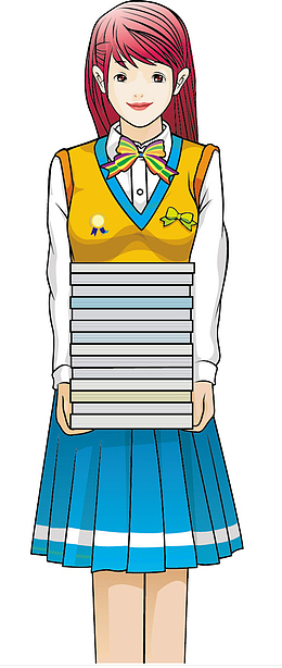 美丽的抱着书的女孩子