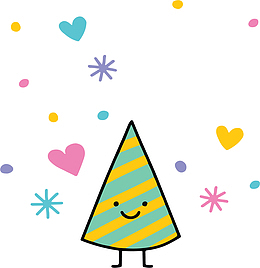 条纹生日帽小人海报