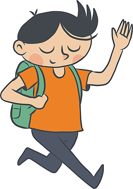 背着书包上学的孩子