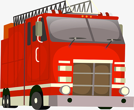 卡通手绘火警消防车