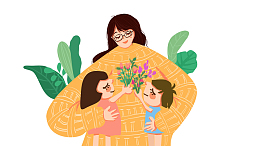 免抠卡通手绘教师节抱着学生
