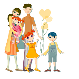 亲子家庭旅游游玩矢量图