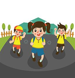 走在上学路上的孩子