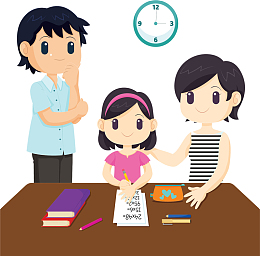 督促孩子写作业的夫妻