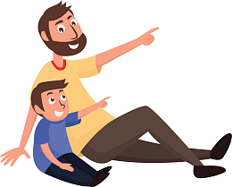 跟爸爸一起春游的孩子