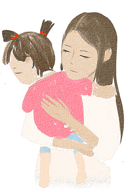 母亲节插图手绘简笔画妈妈抱着孩