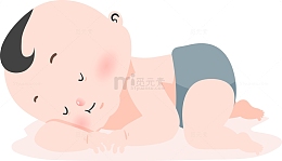 趴着睡觉的小孩子图