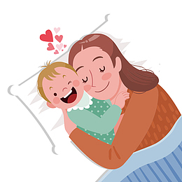 免抠卡通手绘妈妈和孩子
