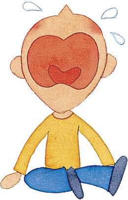 手绘仰头大哭的孩子