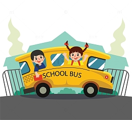 上学路上行驶的校车