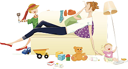 陪孩子乏力的妈妈