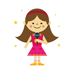 手绘拿着话筒的女孩插画