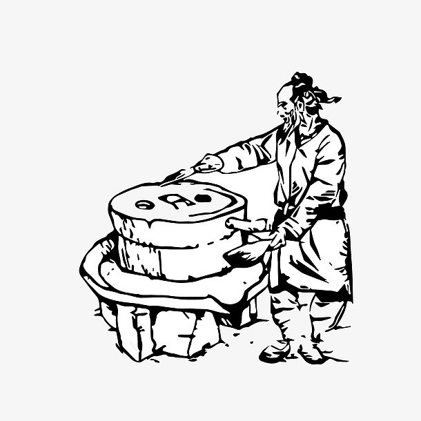 手绘石磨免费下载素材免费下载_觅元素