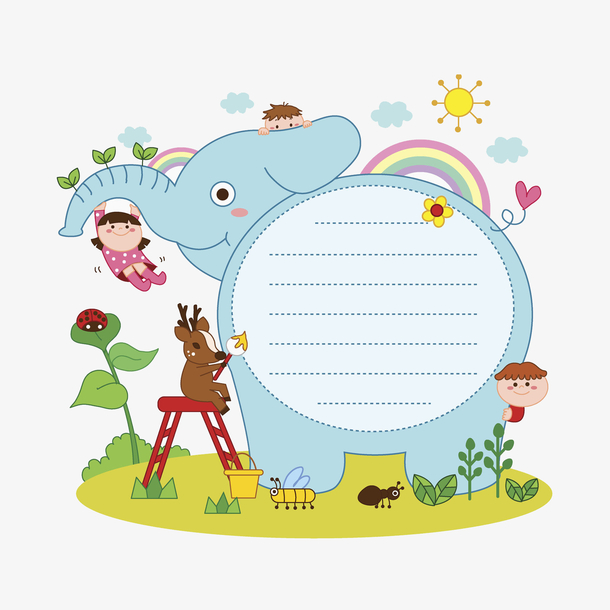 动画可爱小象明信卡