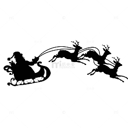 圣诞节跳跃的驯鹿拉车免抠素材
