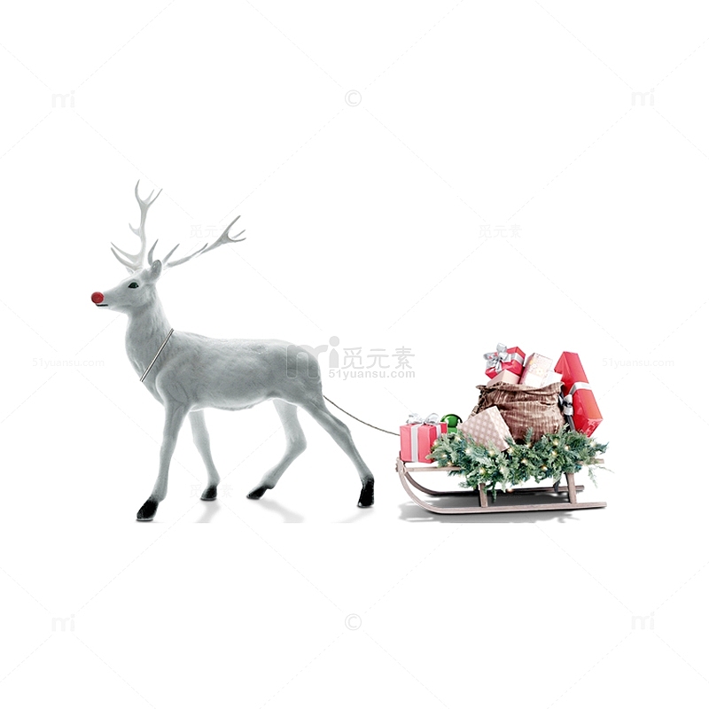 圣诞梦幻风格圣诞老人和驯鹿免抠