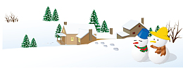 冬天小村庄雪屋雪人