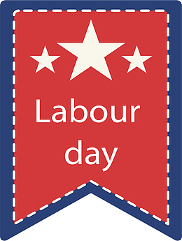 红蓝色劳动节旗帜标签