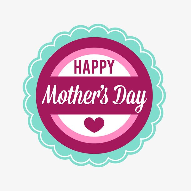 卡通母亲节标签矢量图