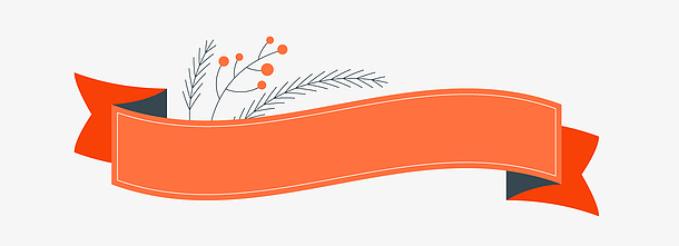卡通橙色丝带文案背景