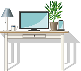 矢量图卡通电脑桌