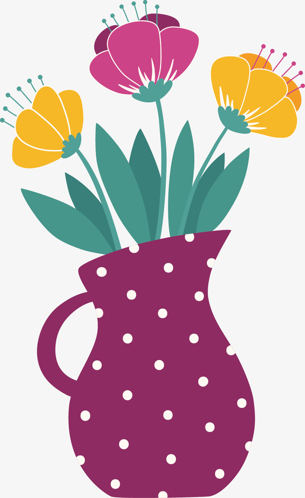 矢量水彩画花盆插图