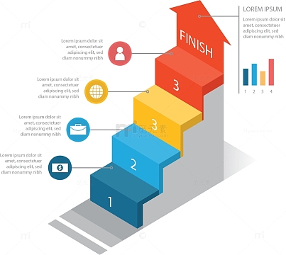 彩色上升箭头阶梯