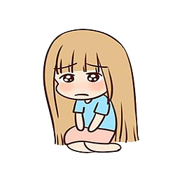 卡通伤心蹲着的女孩