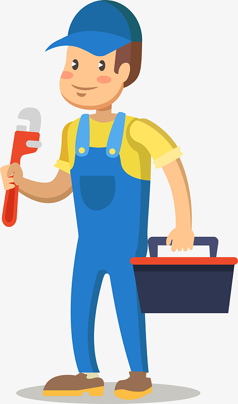 卡通手绘维修工人