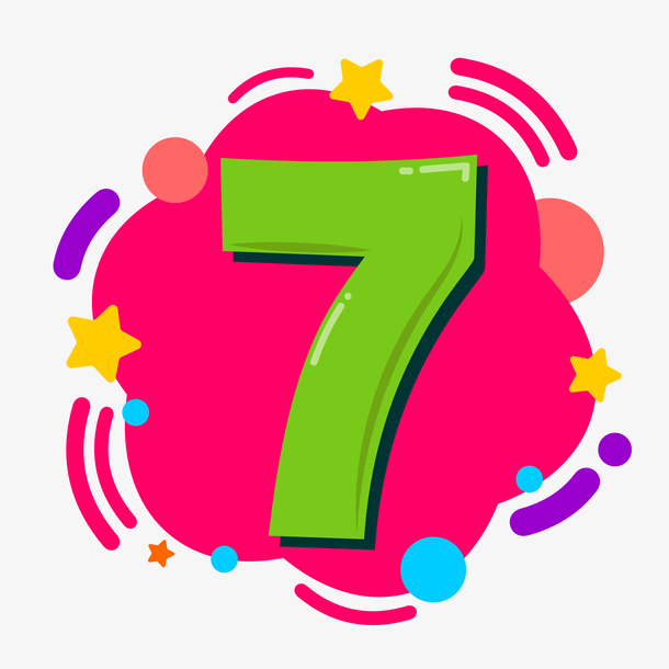 数字7手绘创意矢量免抠图png