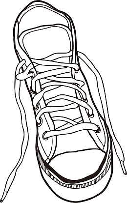 系带帆布鞋素描画