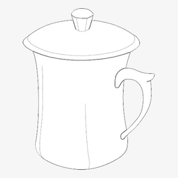 带盖的手绘线条杯子